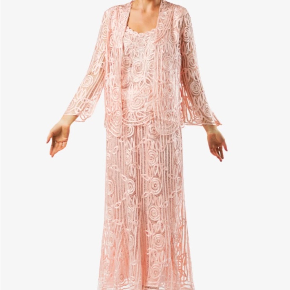 Elegant Pink Lace Dress with Jacket